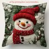Navidad Festividad Cálido y Acogedor Árbol de Navidad Papá Noel Muñeco de Nieve Elemento Temático Fiesta Funda de Almohada Venta al por Mayor Transfronteriza