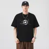 Roupas Masculinas Fengshe / Nova Camiseta de Manga Curta para Homens 2026, Camiseta Casual Versátil com Estampa de Letras, Tecido Pesado