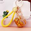 Estilo chinês strass criativo sorte carro chaveiro masculino e feminino criativo presente saco pingente chaveiro anel