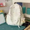 Mochila Escolar Bordada Azul Claro Mar Glacial para Estudiantes de Primaria Femeninas, Versátil, Sencilla, de Aspecto Elegante, Mochila para Escuela Secundaria, Mochila de Viaje Estilo Japonés