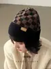 Grosor/Actitud "100% Lana" Jacquard Estéreo Tecnología Peinada Gorro de Punto Cuadros para Mujeres y Hombres