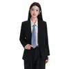 Conjunto de dos piezas de estilo universitario para otoño e invierno, chaqueta de traje profesional de manga larga y pantalones de pierna ancha para mujer, venta al por mayor transfronteriza