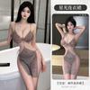 Lin linting lingerie sexy sexy sling uma peça perspectiva brilhante boate menina vestido uniforme terno 8520