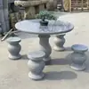 Juego de Mesa de Piedra y Banco de Piedra para Patio Exterior Jardín Exterior Hogareño Mesa Redonda Tallada en Mármol Mesa Antigua de Piedra Granito