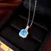Conjunto de brincos, colar e anel quadrados de zircônia com agulha de prata, moda, luxo leve, alta qualidade, simples, versátil, joias requintadas