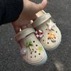 Zapatos tipo Croc Infantiles de Conejito Lindo de Dibujos Animados con Hebillas Florales y Accesorios Decorativos de Felpa 3D