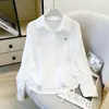 Moda Estilo Coreano Azul Simple Cordón Doble Manga Larga Camisa Mujer Nueva Moda Adelgazante Temperamento Top Tendencia A13364