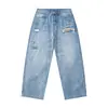 Yidao Vintage 2026 Primavera Novos Jeans Lavados com Efeito Desgastado para Homens Calças Casuais Retas Patchwork Tendência Retro