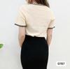 Camiseta de punto corta estilo Chanel retro ajustada, novedad de verano de 2024, camiseta coreana, ropa para mujer