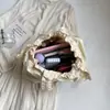 Nueva Bolsa Coreana Ins Exquisita de Color Puro Moda para Mujer Bolso de Hombro con Remaches Bolso Bandolera Plegado de Heroína Bolso de Axila