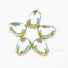 Broca de garra de diamante de cristal K9 de alta qualidade 10*14mm broca flash gota de água strass broca de costura manual de garra dourada acessórios DIY
