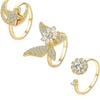 Anillo Giratorio de Mariposa Dorada de Moda y Lujoso con Zircón Juego para Mujer Diseño Personalizado Fabricante de Joyería en Stock Lujo Ligero