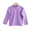 Camiseta Interior de Algodón Cepillado con Cuello Alto para Niños y Niñas, Suéter Versátil de Color Sólido de Manga Larga para Primavera y Otoño