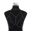 Fabricante de Corrente de Corpo Sexy em Aço Titânio Estilo Europeu e Americano com Pingente Único de Franja e Diamante Brilhante, Corrente de Peito para Mulheres, Item Quente Europeu e Americano