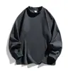 Moletom com gola redonda e mangas compridas para homens, solto, cor sólida, camada base casual, estilo primavera/outono, versátil, top moderno