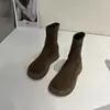 Botas Elegantes Versátiles que Aumentan la Altura para Mujer, Botas tipo Martin, Nuevo Estilo Otoño e Invierno, Botas Ajustadas Elásticas Acolchadas, Botines de Suela Gruesa para Mujer Otoño e Invierno