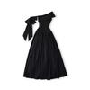 Ap25339-25 Nuevo Estilo de Verano Estilo Francés Vestido de Hombro Único de Puro Deseo con Cintura de Cinta y Falda Larga de Secado Rápido
