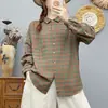 Camisa a cuadros retro de otoño para mujer, de manga larga, corte holgado, adelgazante, con diseño de gasa de doble capa, algodón puro, versátil y elegante