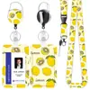 Porta Credencial con Impresión UV Temática de Limón con Cordón y Clip Retráctil, Portapase de Identificación Lindo y Creativo como Regalo
