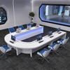 Mesa de Conferencias Personalizada en Forma de U, Mesa Larga con Sentido de la Tecnología, Mesa de Negociación Multifuncional para Sala de Reuniones, Escritorio Inteligente para Oficina con Video