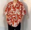 Camisa Floral de Manga Curta Masculina e Feminina Ins Vintage Solta Estampada Completa Camisa Havaiana Verão Estilo Port Versátil Moderna