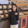 Camisa Base Versátil de Gola Alta Meia-Altura de Luxo de Nicho para Mulheres, Novo Estilo Outono e Inverno 2025, Corte Justo, Design Elegante e Confortável de Manga Longa
