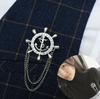 F015 Moda coreana simple borla timón ancla accesorios de ropa para hombre broche Cadena de pecho de diamantes Venta al por mayor especial