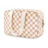 Bolsa de Cosméticos Portátil Impermeable Popular de Amazon, Neceser Cuadriculado de Gran Capacidad, Bolsa de Almacenamiento Multifuncional, Neceser