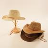 Sombrero de paja de Amazon 2021, de color sólido, con decoración hueca, de verano, con ala grande, estilo retro, a prueba de sol