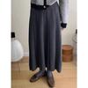 Saia de Lã Cinza Estilo Chanel Feminina Outono e Inverno Engrossada Cintura Alta Linha A Plissada Saia de Tricô Guarda-chuva Saia Longa