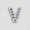 Cuentas de Letras de Diamante Azul de Aleación de 8MM Pulsera de Personalidad DIY Cadena de Teléfono Móvil Accesorios de Joyería Letras de Diamante plateadas