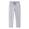 Calça Esportiva Masculina de Verão Fina, Algodão Puro, Caimento Solto, Tamanho Grande, Reta, Casual, Calça Longa Masculina Respirável