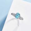 Anillo abierto de circón azul océano nuevo para Tiktok alta calidad antialérgico sensible no se decolora fácilmente anillo de temperamento versátil