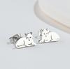 Brincos de aço inoxidável de desenho animado japonês e coreano, pequenos animais, brincos de gato, fofos, gatos, deitados, joias femininas