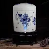 Tanque de Água com Filtro de Cerâmica Chaleira de Água Fria Doméstica Grande Chaleira de Água Fria com Torneira Tanque de Armazenamento de Água Balde de Porcelana Grande Capacidade com Tampa