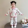 Pijama de Invierno para Niña de Coral Grueso Flannel Infantil Conjunto de Ropa para Casa Pijama Caliente para Bebé Ropa de Invierno