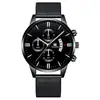 Venta Directa de Fábrica Reloj Casual Simple de Escala para Hombre con Tres Ojos Falsos, Calendario de Negocios, Malla, Reloj de Cuarzo para Hombre