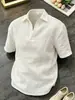 Camisa Polo de Lino de Manga Corta Estilo Old Money para Hombre, Camiseta Casual Delgada de Verano para Niños, Top de Algodón y Lino para Adolescentes, Moderno