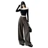 Pantalones casuales de pierna ancha para ir al trabajo transfronterizos con pliegues tridimensionales, nuevo estilo de otoño, estilo perezoso, versión coreana, adelgazantes, modernos y versátiles