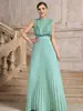 Europeo y Americano 2025 Nuevo Estilo Lentejuelado Espalda Descubierta Cintura Alta Plisado Falda Larga Vestido de Verano con Temperamento para Mujer Venta al por Mayor Transfronteriza