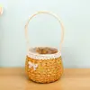 Cesta de Flores de Festival Rattan Sintético Palha Nova Cesta Tecida Pura Cesta de Flores Portátil Flor Seca Flor Arranjo de Flores Arte Floral Acompanhamento Cerimônia