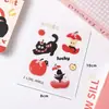 Pegatinas Divertidas de Gato Manzana de Dibujos Animados Lindas Pegatinas Transparentes de PET Impermeables Pegatinas para Diario DIY Pegatinas para Teléfono Móvil Taza de Agua
