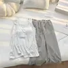 Conjunto de Camisola con Almohadillas en el Pecho, Ropa de Dormir de Verano Suelta para Mujer, Top de Imitación de Algodón + Pantalones, Algodón Nube con Cuello de Solapa