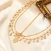 Accesorios para el Cabello de Borla Multicapa con Concha de Diamante Exótica Transfronteriza Europea y Americana para Mujeres Diadema Geométrico de Cadena con Concha para la Frente