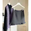 Falda Corta Gris con Volantes para Principios de Otoño para Mujer, Estilo Nuevo, Lujo Ligero, Sensación de Alta Gama, Falda de Corte A que se Ajusta a la Cadera, Falda de Media Longitud para Personas Petites