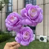 Loto de 3 cabezas con borde girado, flores artificiales, decoración de boda y hogar flores falsas, venta al por mayor