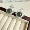 Pingente de Jade Natural Grau A, Inlay de Jade em Formato de Ovo, Pingente Grau A, Colar de Clavícula de Jade Tipo Gelo, Pingente de Jade com Diamante Brilhante