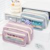 Estuche para lápices transparente multicapa color macaron para estudiante, alto valor de color, gran capacidad, estuche para papelería, ins, estuche para lápices japonés al por mayor