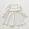 Vestido Princesa Infantil Feminino Doce Cereja Bordado Francês Outono 2026 com Gola Alta e Mangas Longas Bufantes