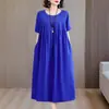Vestido de Verano de Alta Gama para Mamá, Elegante Modelo Nuevo 2026, Vestido Holgado de Rayón Talla Grande con Bolsillos para Mujeres de Mediana Edad y Mayores